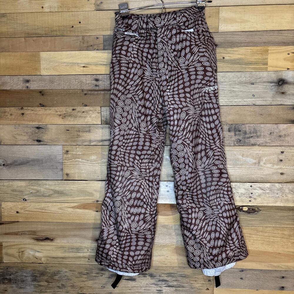 Spyder Ski Pants Girls Snowboard Snow Sled Pants Brown, Circles 10 Youth Warm
